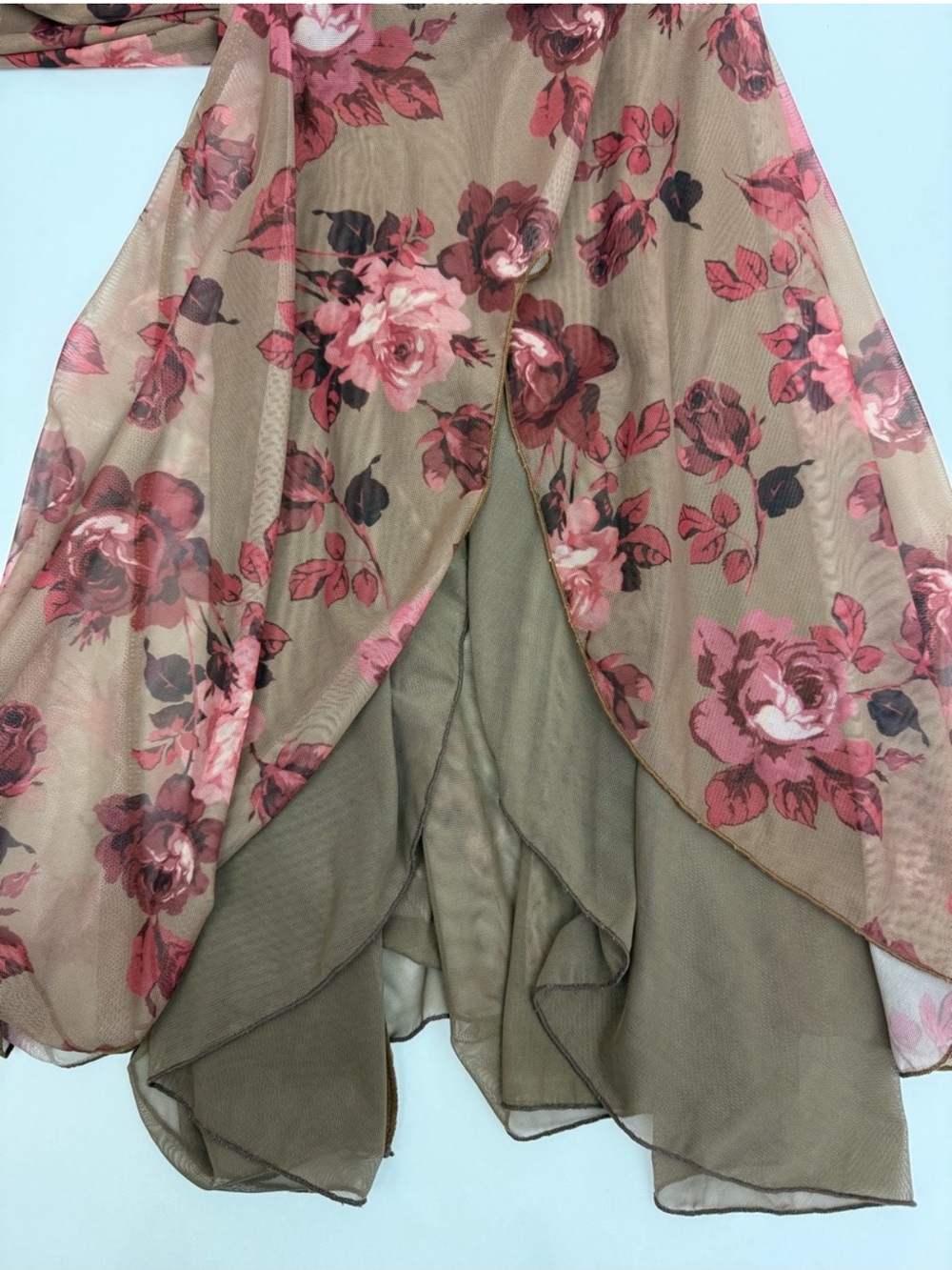 Floral Overlay Pants in Rose Pink and Taupe - Picture 2 of 11